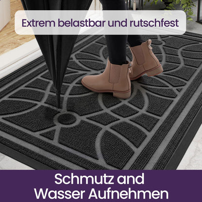 Fußmatte Grau 90x150 cm - Wetterfest & Rutschfest
