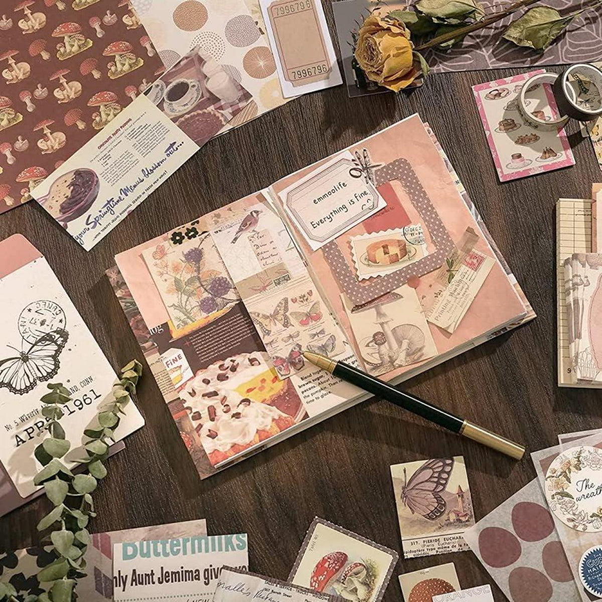 Vintage Scrapbook Set mit Notizbuch & Zubehör – DIY Geschenk