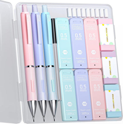 Pastell Druckbleistift Set mit 360 HB Bleistiftminen, 3 Stück
