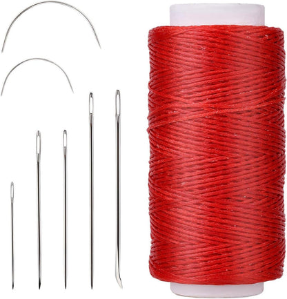 Leder Faden Set 150D Wachsfaden Ledernähgarn 7-teilig Rot