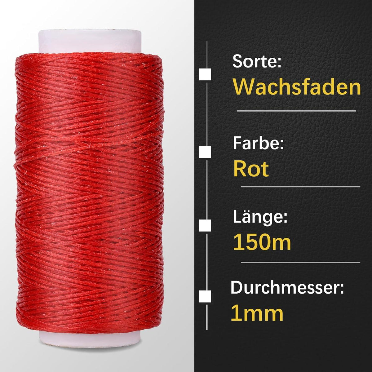 Leder Faden Set 150D Wachsfaden Ledernähgarn 7-teilig Rot