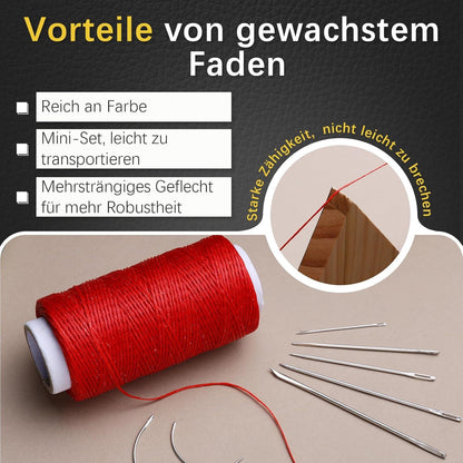 Namner Leder Faden Set 150D 150 m Rot mit Nähnadeln