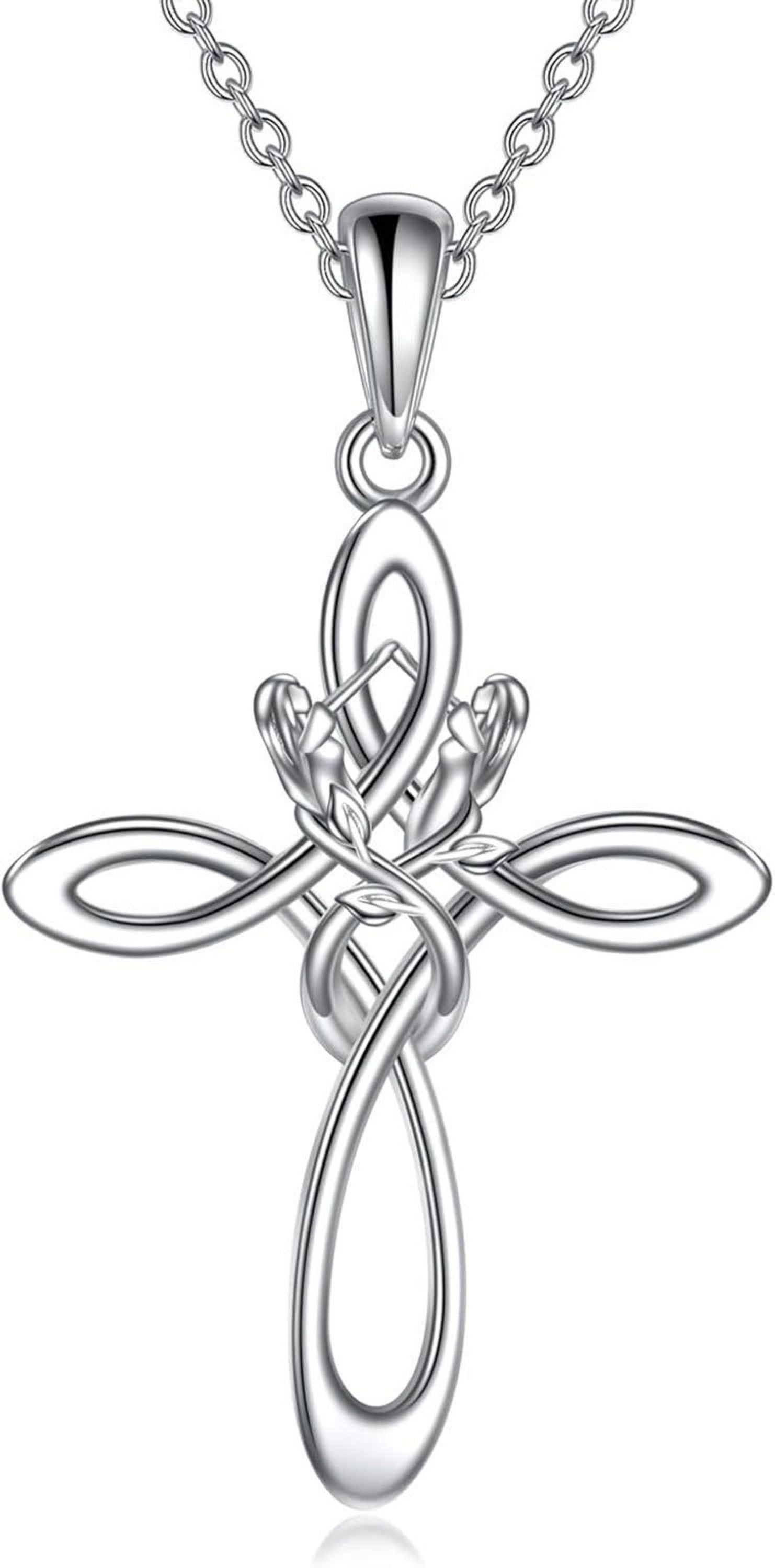 Keltischer Knoten Kreuz Halskette Sterling Silber Unendlichkeit
