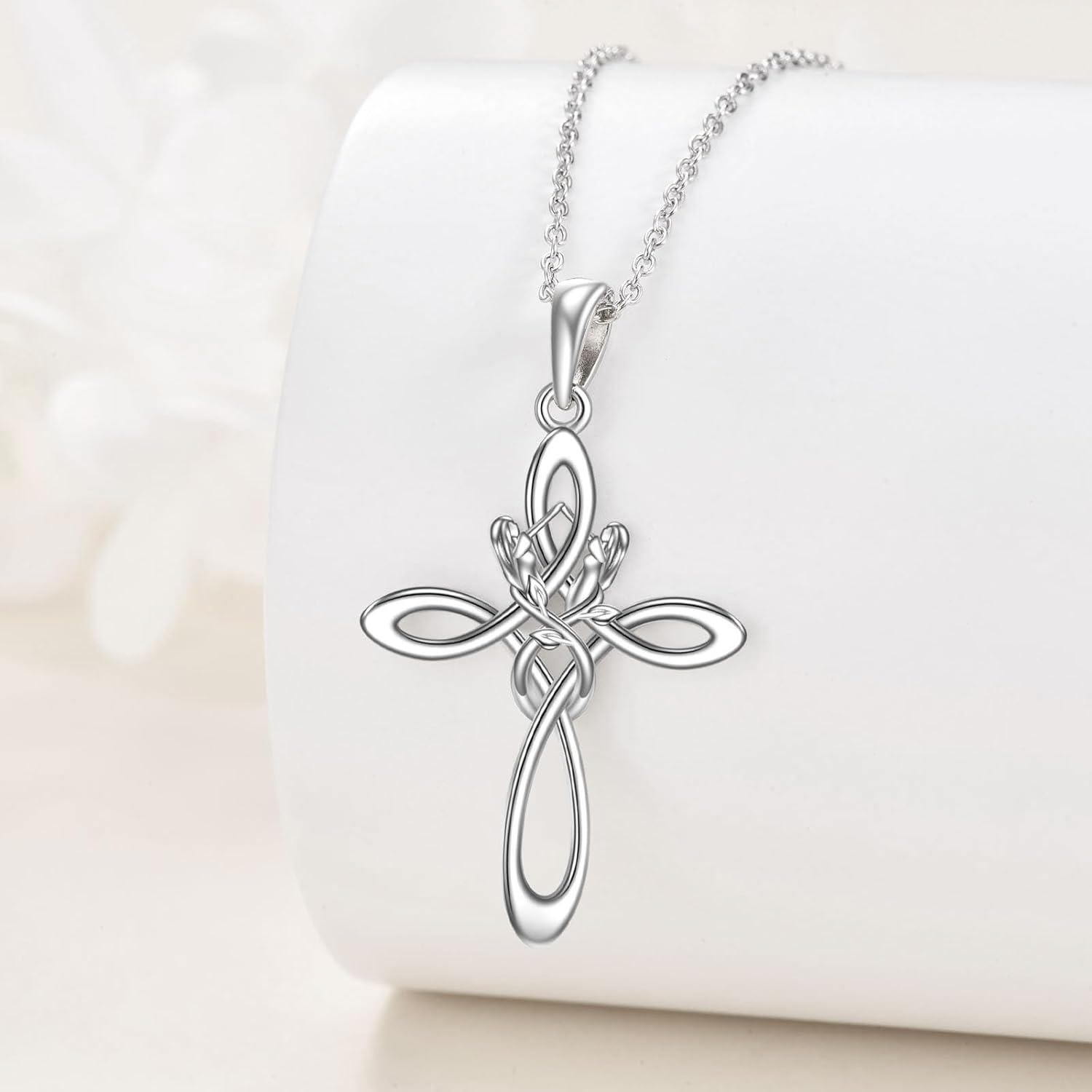 VONALA Schwestern Kreuz Halskette Sterling Silber Keltischer
