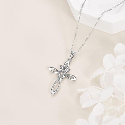 Keltischer Knoten Kreuz Halskette Sterling Silber Unendlichkeit