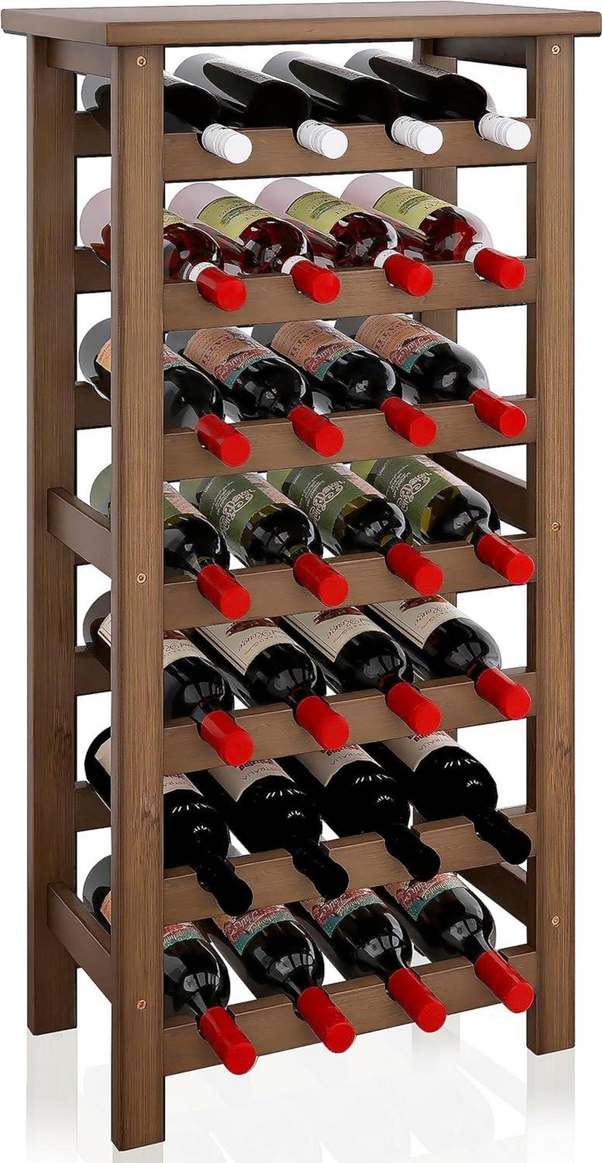 Weinregal aus Bambus für 28 Flaschen 7 Etagen freistehend Küche