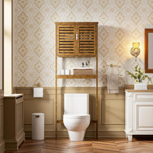 Bambus Toilettenregal mit Schrank & 3 verstellbaren Regalen