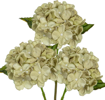 Künstliche Hortensien 3er Set Hochzeit Blumengesteck 23 cm Cream