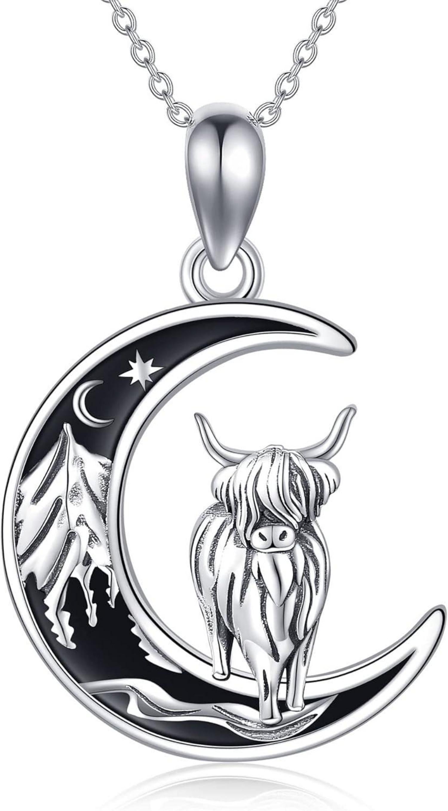 Hochlandkuh Halskette 925 Sterling Silber Frauen Geschenk