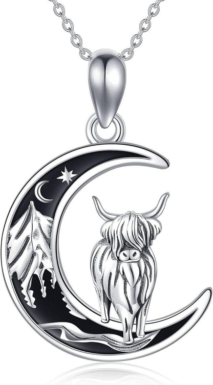 Hochlandkuh Halskette 925 Sterling Silber Frauen Geschenk