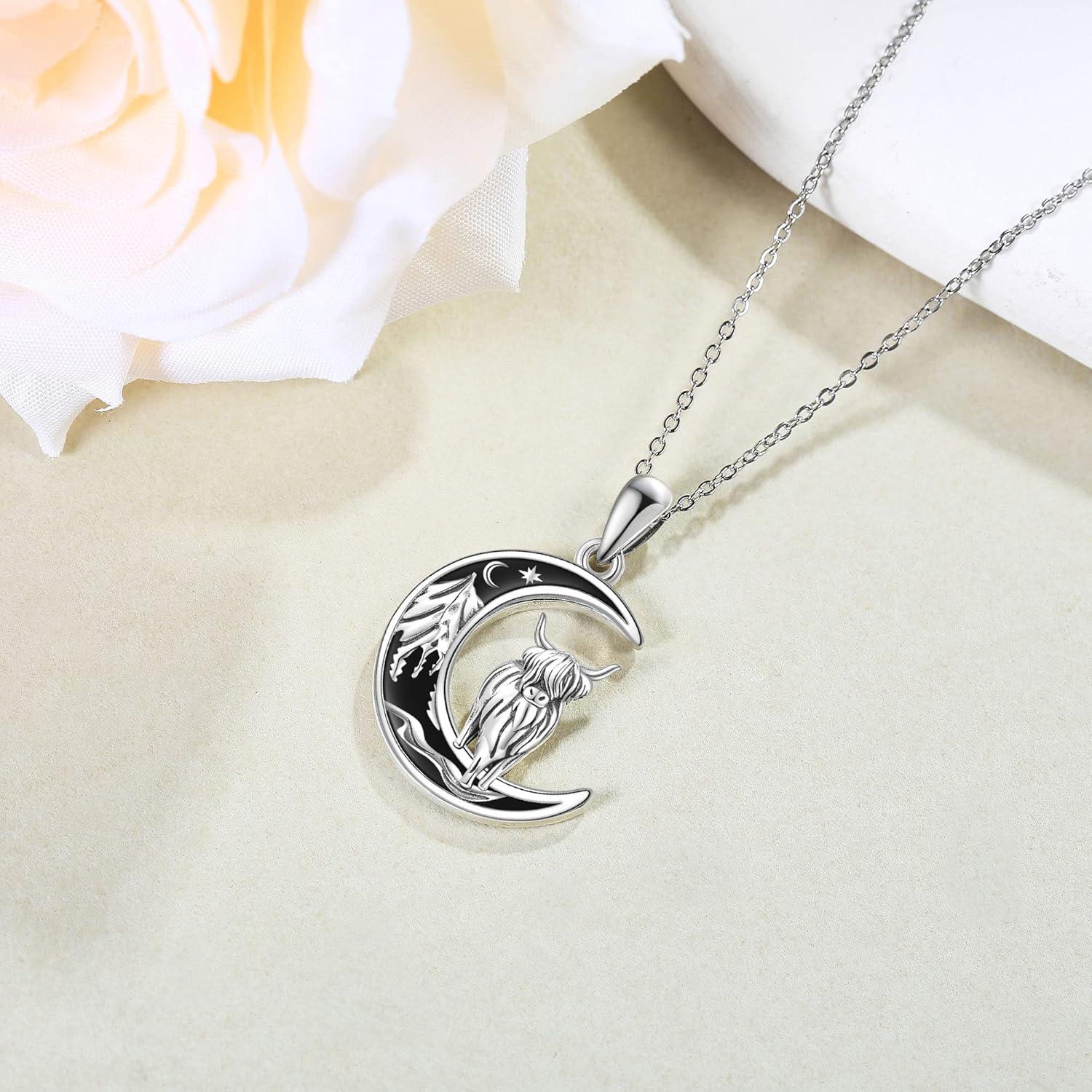 Hochlandkuh Halskette 925 Sterling Silber Frauen Geschenk
