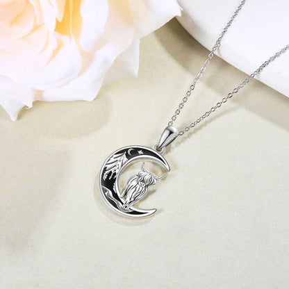 Hochland Kuh Halskette 925 Sterling Silber für Frauen Geschenke