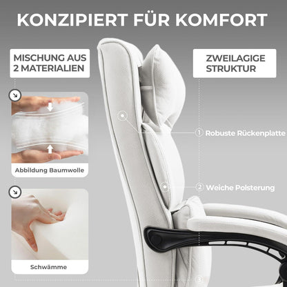 Dowinx Chefsessel Bürostuhl Ergonomisch mit Fußstütze