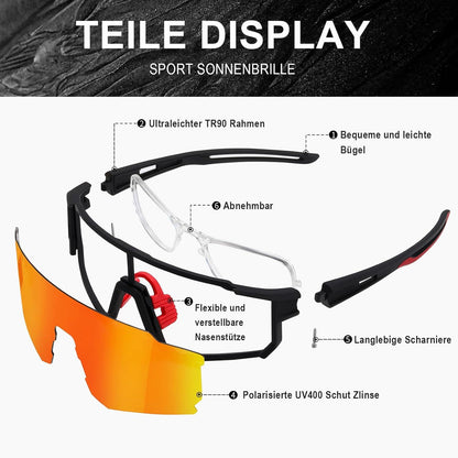 Sportbrille Herren-Damen Fahrradbrille Polarisiert UV400 Ski Sonnenbrille