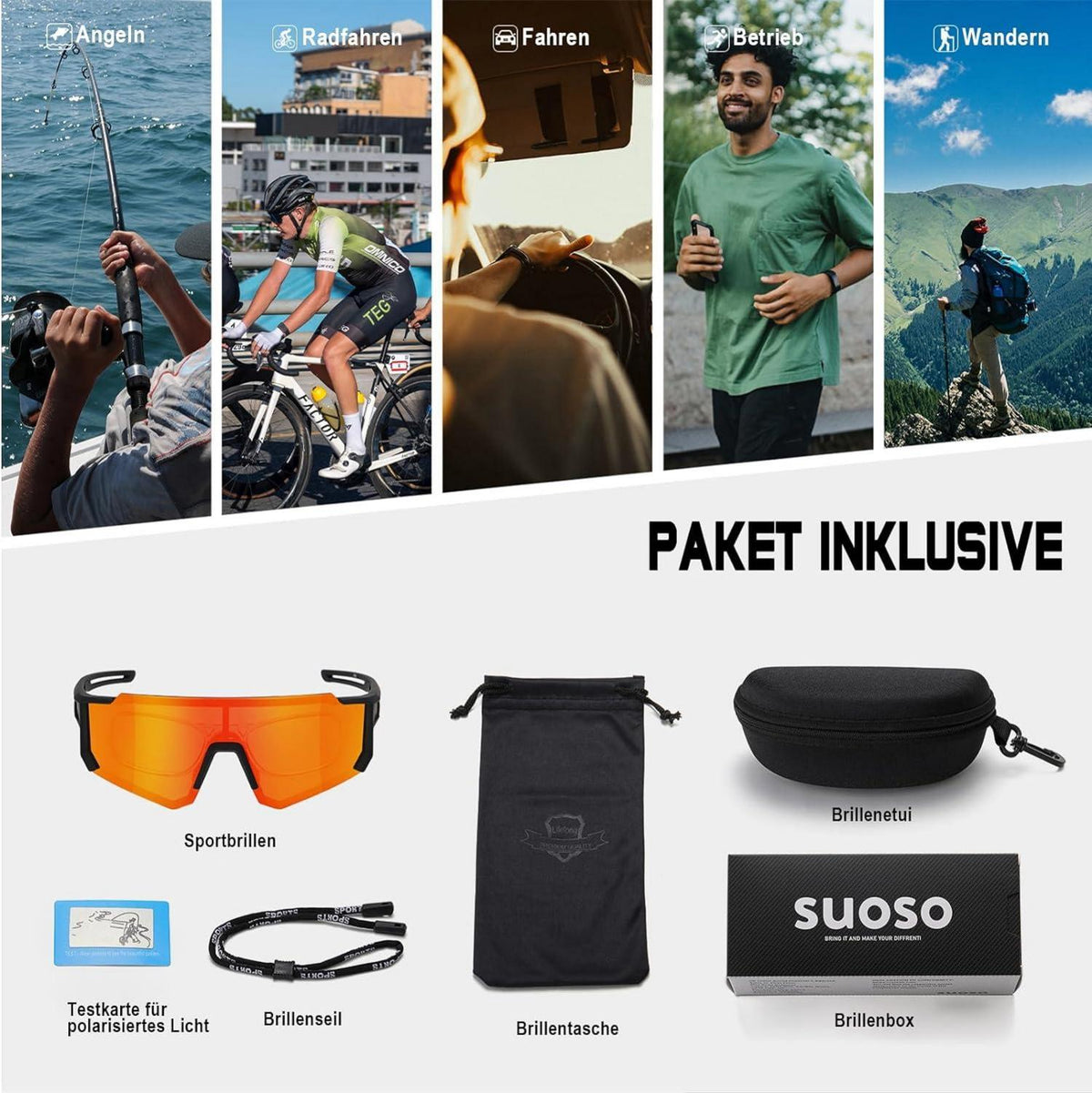 Sportbrille-Sonnenbrille Herren-Damen-Fahrradbrille Polarisiert UV400