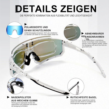 Polarisierte Sportbrille UV400 Herren Damen Fahrrad Sonnenbrille Rennradbrille