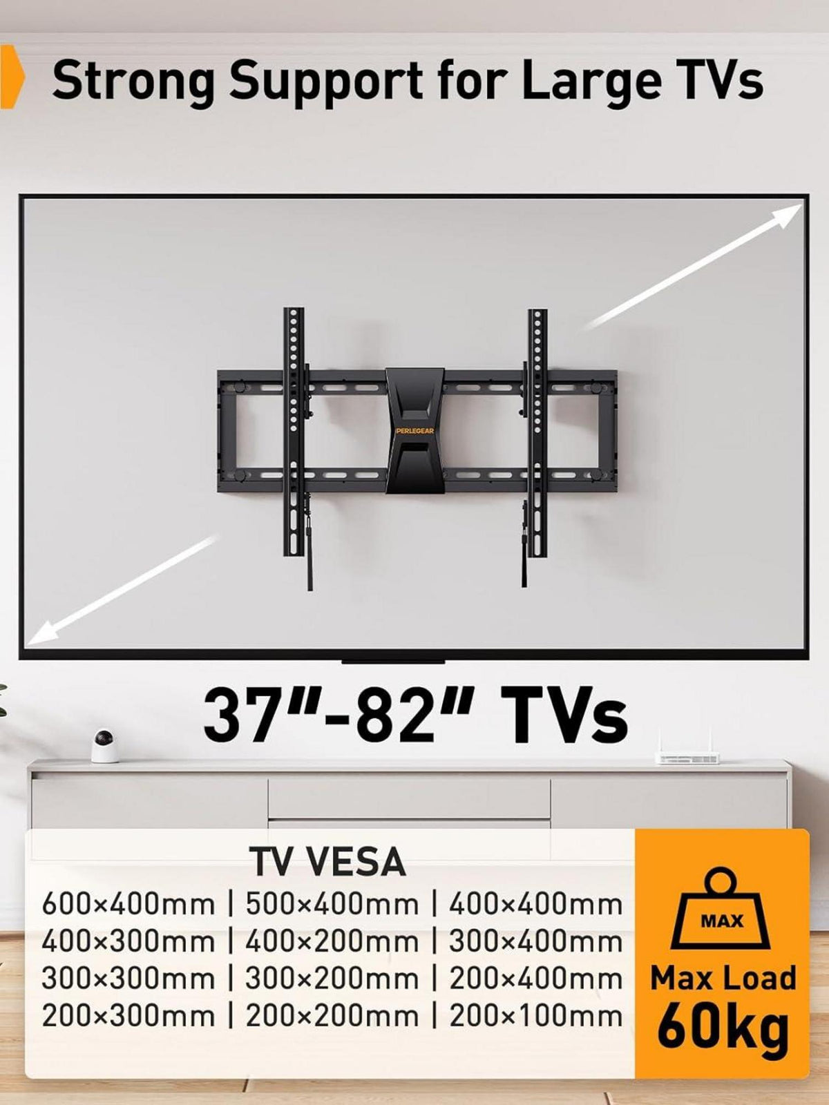 TV Wandhalterung neigbar für 37-82 Zoll Fernseher bis 60