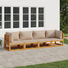 Modulares Gartensofa-Set aus Akazienholz mit Tisch und Kissen
