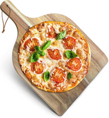 Pizzabrett aus Akazienholz 30 cm mit Griff, vielseitig