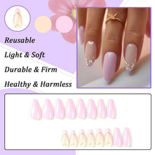 24 Stück Mandel Nägel Weiß Künstliche French Nägel Glossy