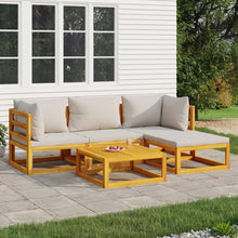 Garten Lounge Set Holz 5-TLG Modular Flexibel Outdoor Hellgrau Kissen