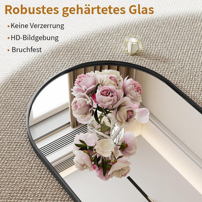 Gewölbter Standspiegel Schwarz – 163cm Ganzkörperspiegel