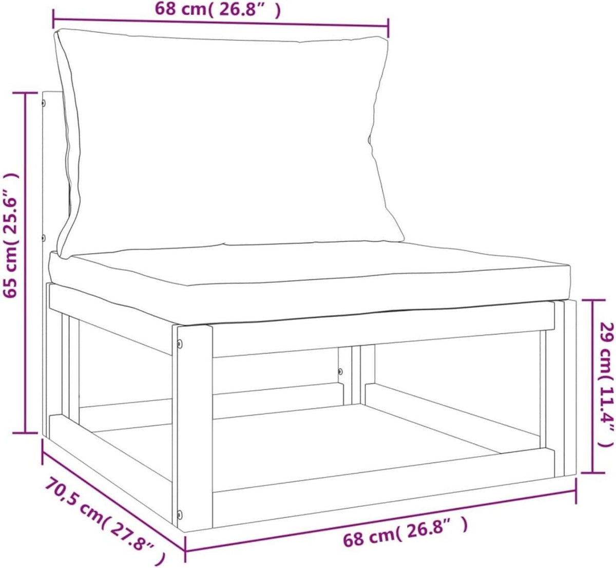 Festnight Gartenmöbel Set Holz Lounge Sitzgarnitur Outdoor Taupe Kissen 3tlg