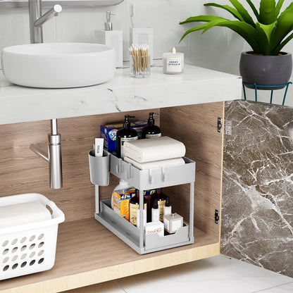 Unter Waschbecken Regal 2 Etagen Grau Organizer Arbeitsplatte Küche Standregal