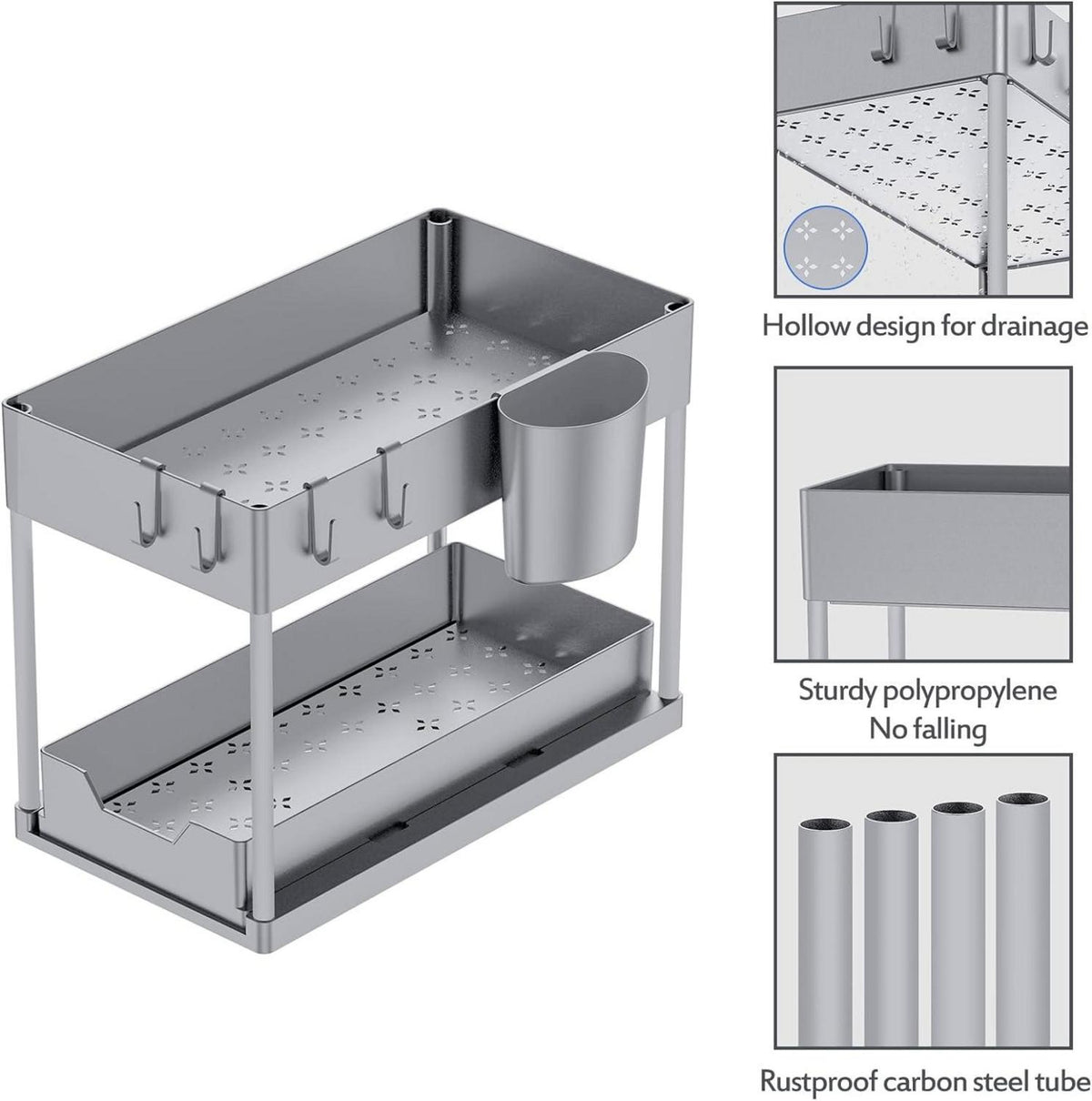 Unter Waschbecken Regal 2 Etagen Standregal Küche Organizer - Grau