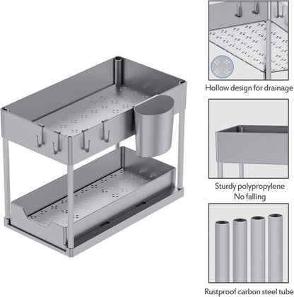 Unter Waschbecken Regal 2 Etagen Standregal Küche Organizer - Grau