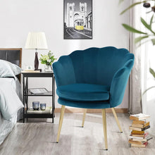 Samt Sessel Blau Gold Metallbeine Wohnzimmer Schlafzimmer Schminktisch