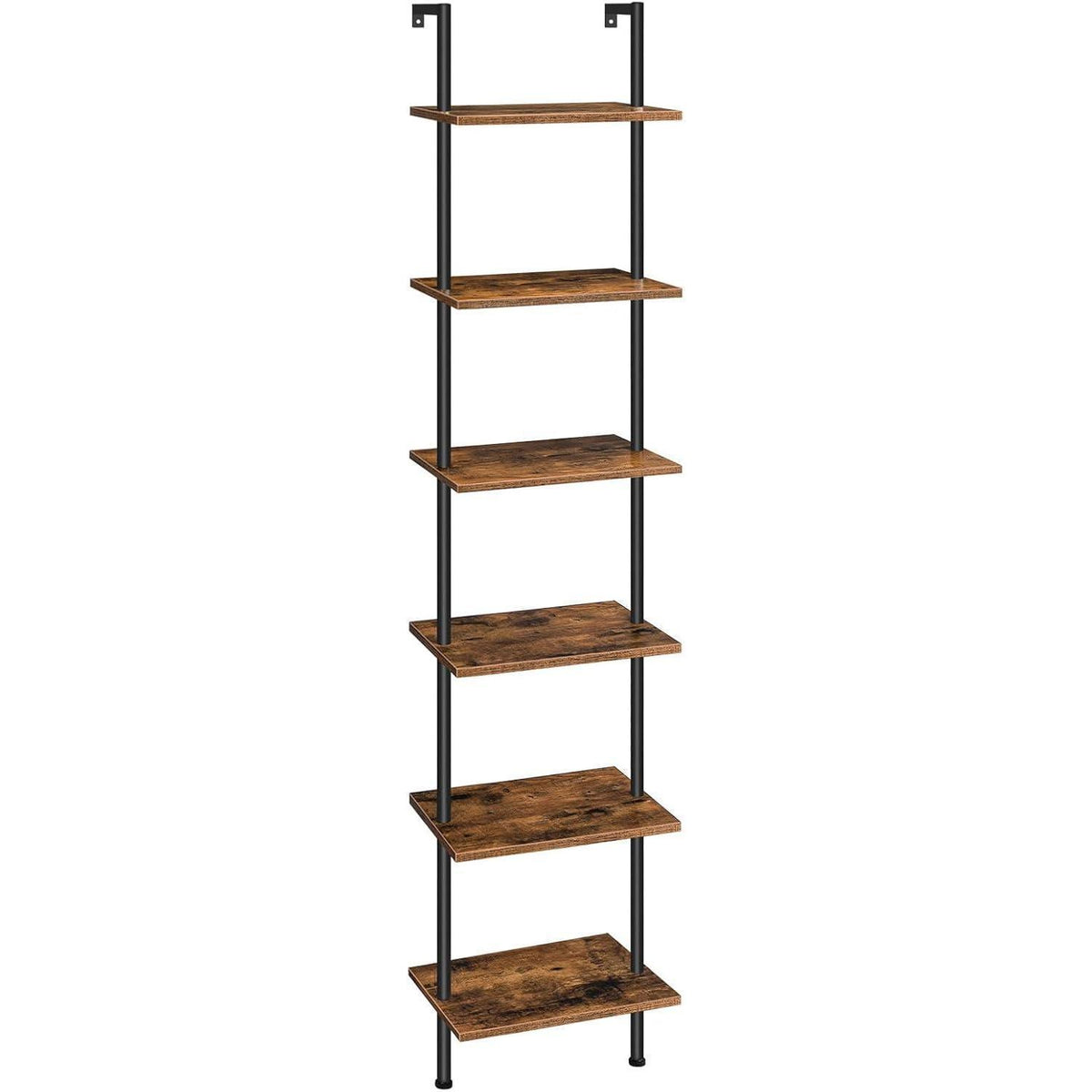 Leiterregal 6-stöckig Wandmontiert Vintagebraun Dunkelbraun + Schwarz