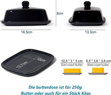 Hochwertige Keramik Butterdose - Für 250g Butter - Schwarz