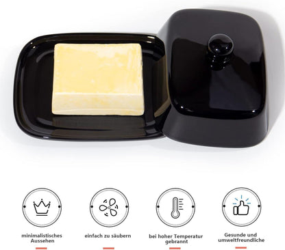 Butterdose Keramik Schwarz Porzellan 250g