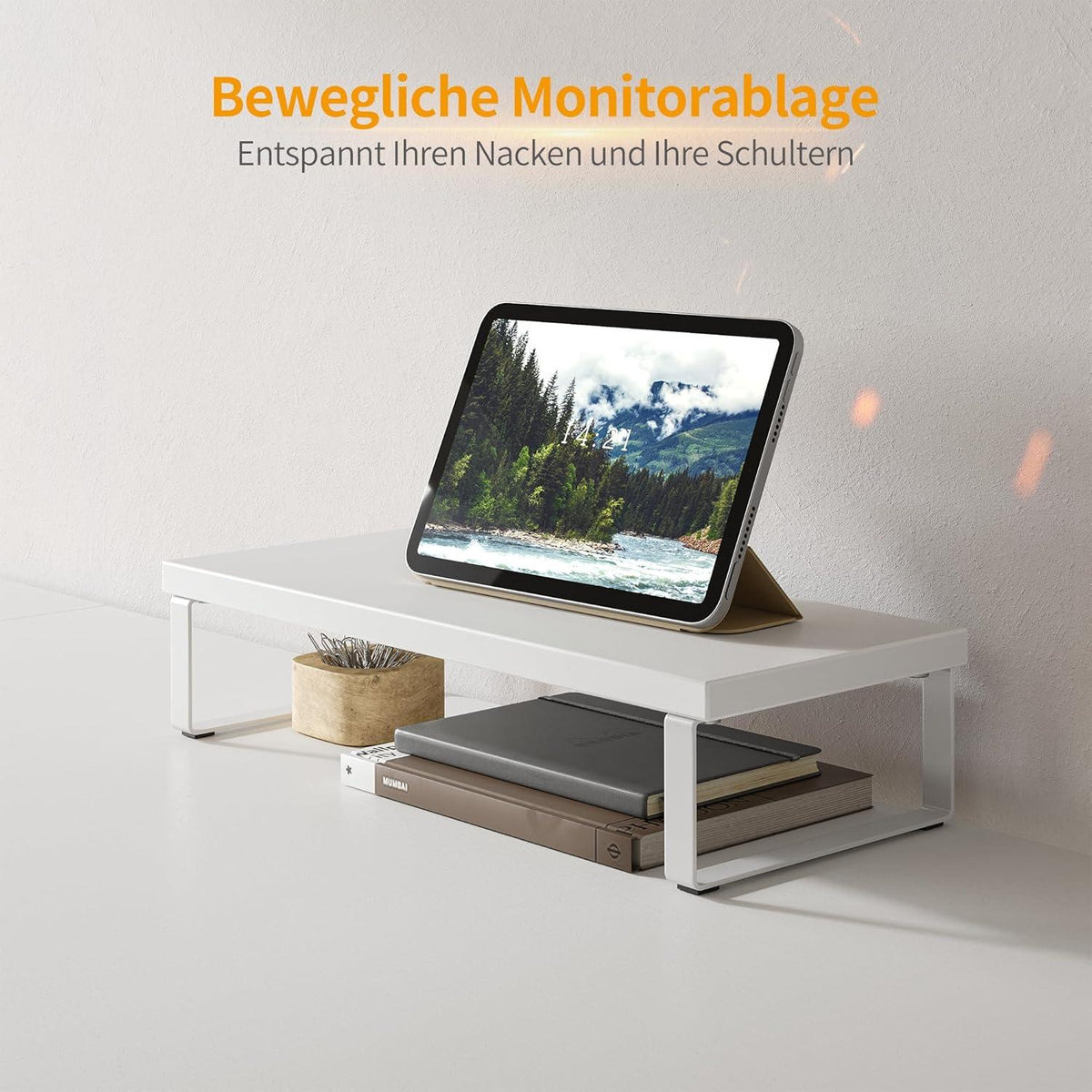 Eckschreibtisch 120x120 cm Weiß L-Form Monitorständer Schubladen
