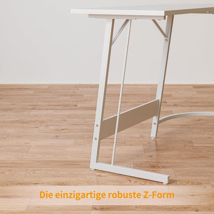 Eckschreibtisch 120x120 cm Weiß L-Form Monitorständer Schubladen