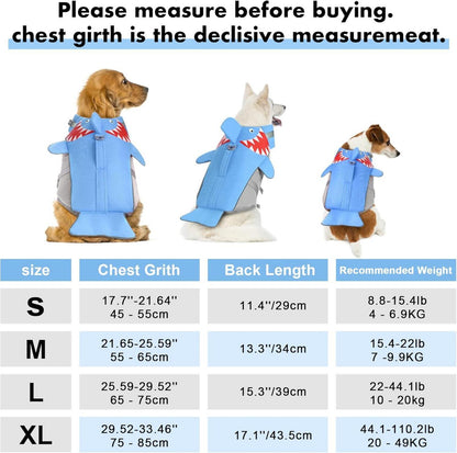 Hundeschwimmweste Hai für kleine, mittlere & große Hunde XL Blau
