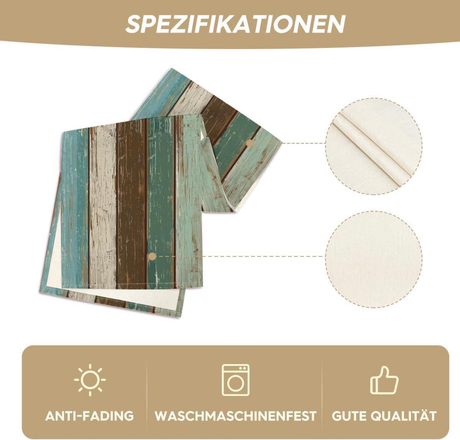 Blauer Herbst Tischläufer 40x140 cm rustikales Holzmuster