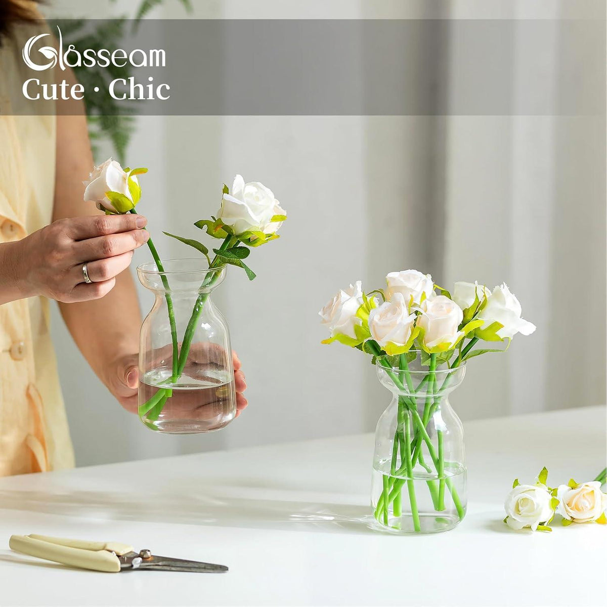 3er Set Moderne Glasseam Glasvasen für Tischdeko Hochzeit