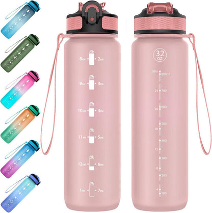 Trinkflasche Sportwasserflasche mit Strohhalm Tritan BPA Free 1L