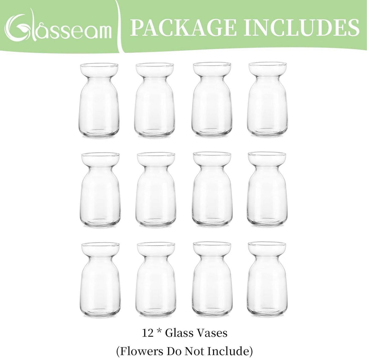 Blumenvase Glas Tulpen Vase Klar Deko Hochzeit Tischdeko 12cm