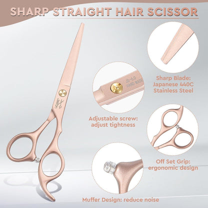 Friseurscheren Set Profi – Haarschneideschere & Effilierschere Roségold