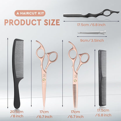 Friseurscheren Set Profi – Haarschneideschere & Effilierschere Roségold