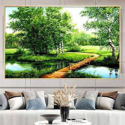 5D Diamant Painting Landschaft Birkenwald 150x60cm DIY Set