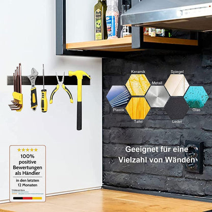 50cm Magnetleiste Messerhalter Schwarz Selbstklebend 3 Haken Edelstahl