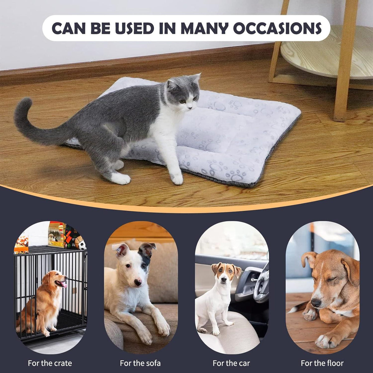 IEUUMLER Hundebett Waschbar Flauschig Weich Warm in Grau M 76x50cm