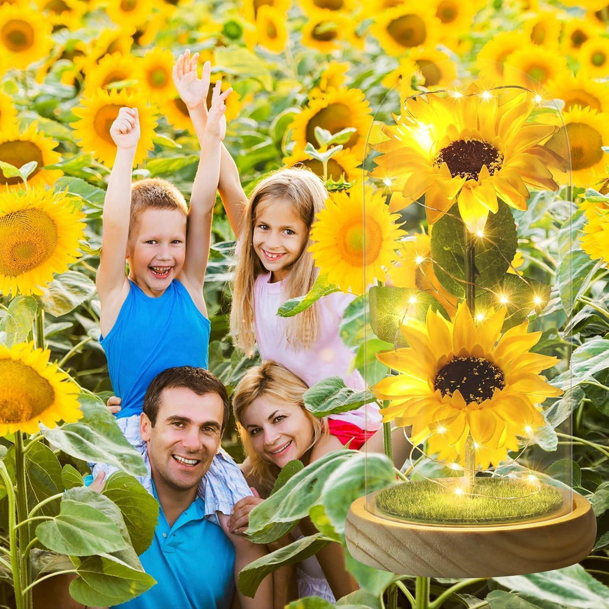 Künstliche Sonnenblume in Glaskuppel – Ewige Liebe Geschenk für Frauen