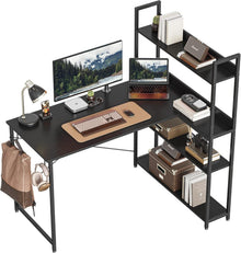 Eckschreibtisch mit Regal und Ablagefächern 120cm Schwarz