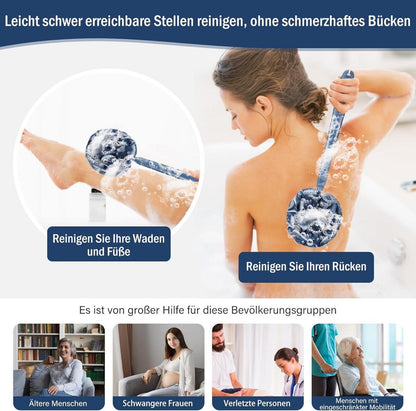 VANZAVANZU Badeschwamm Duschschwamm Set Peeling Schwamm Blau mit Rückenbürste