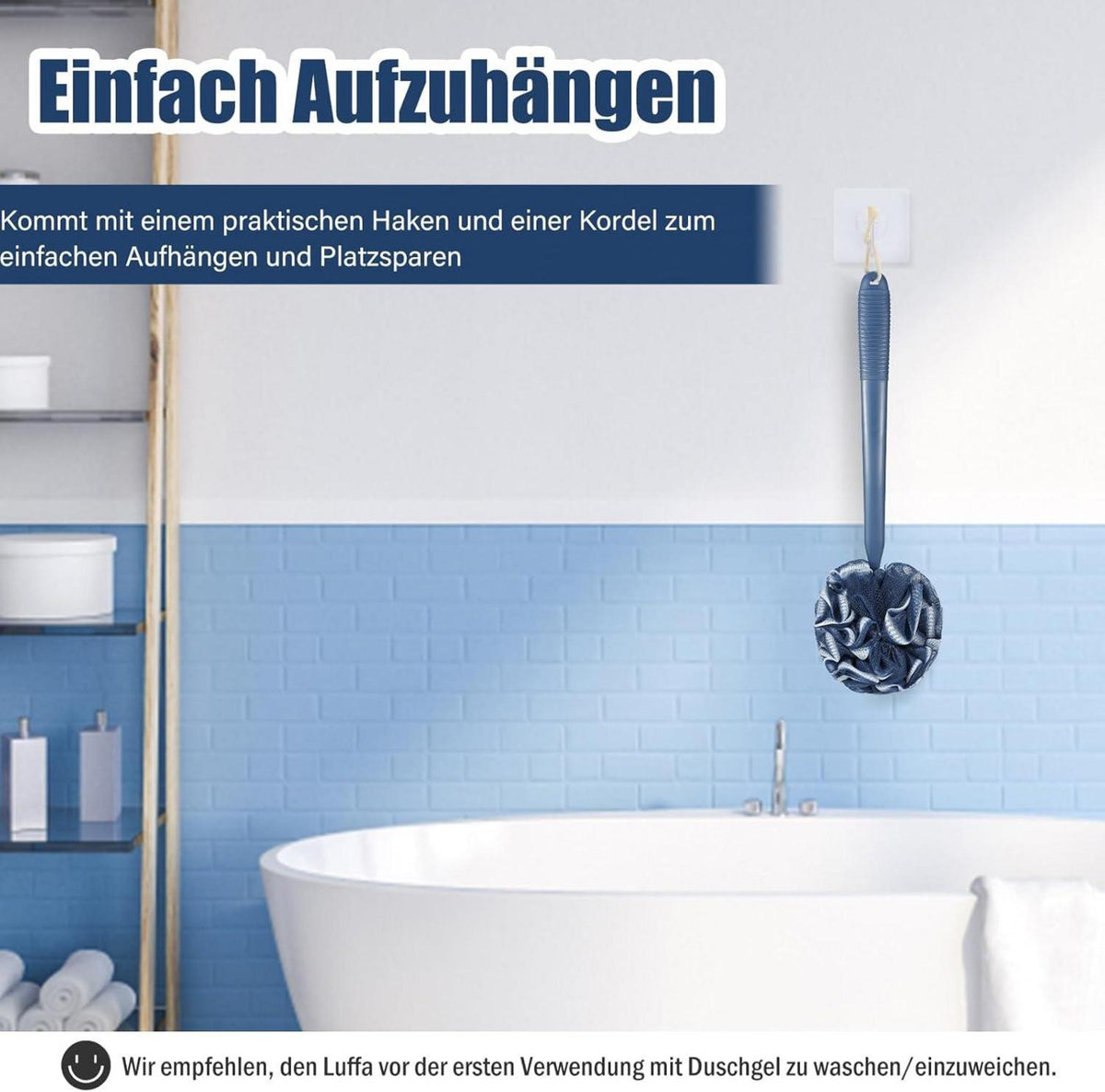 Peeling Schwamm Set Badeschwamm Duschschwamm Rückenbürste Luffa Blau
